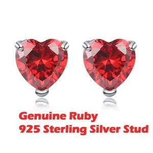 925 Sterling Silver Genuine Ruby Stud